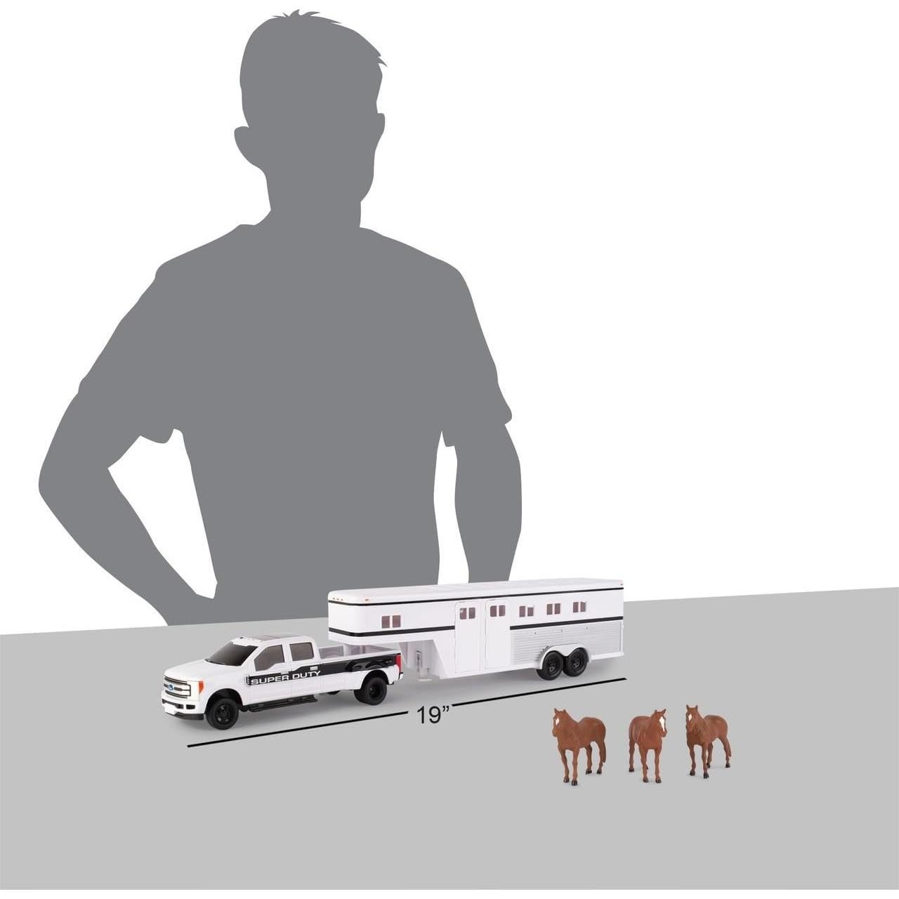 Camión Pickup Ford F-350 TOMY con Remolque y Caballos 1:32