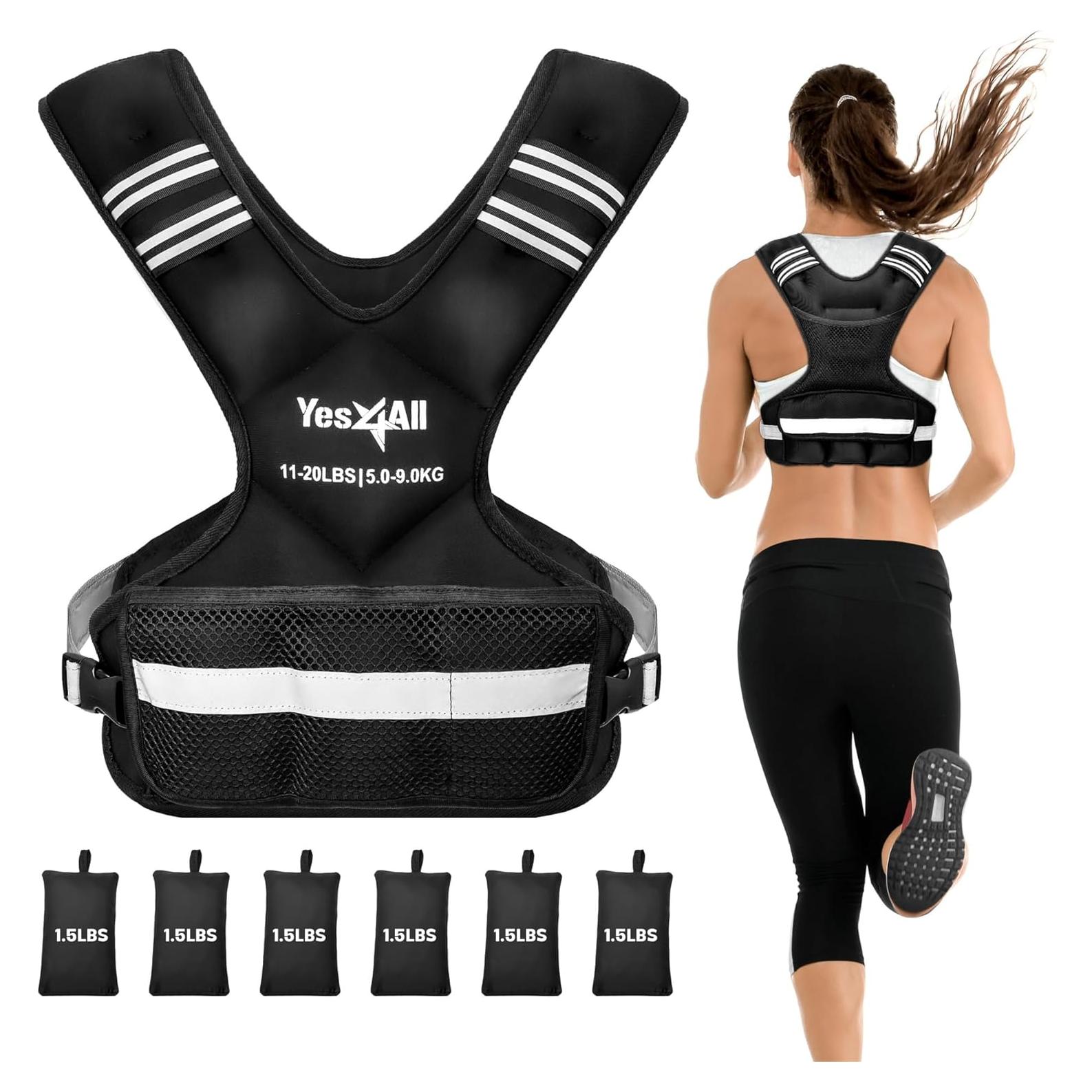 Chaleco con Pesas Ajustable Yes4All 5-14.5 kg Negro