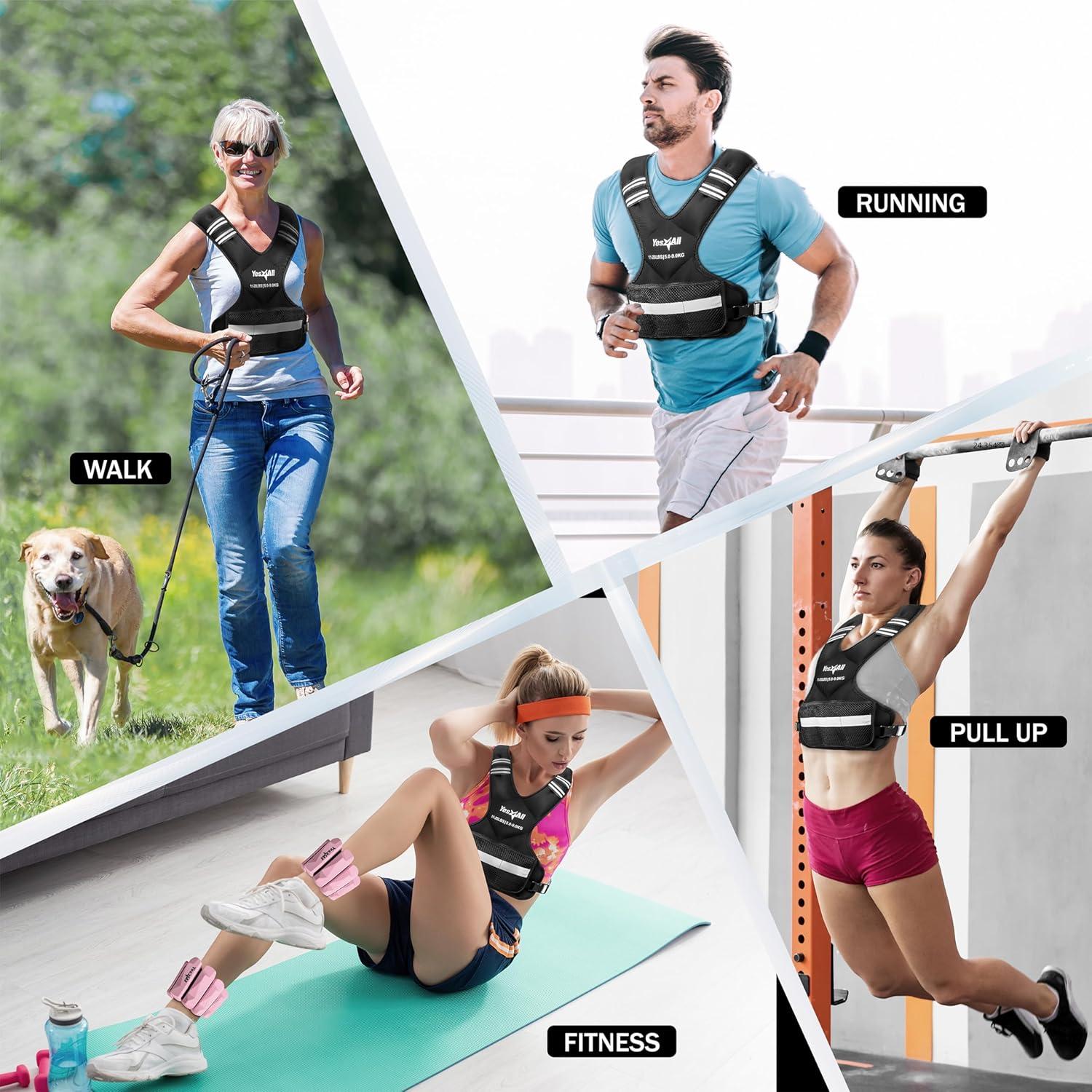 Chaleco con Pesas Ajustable Yes4All 5-14.5 kg Negro