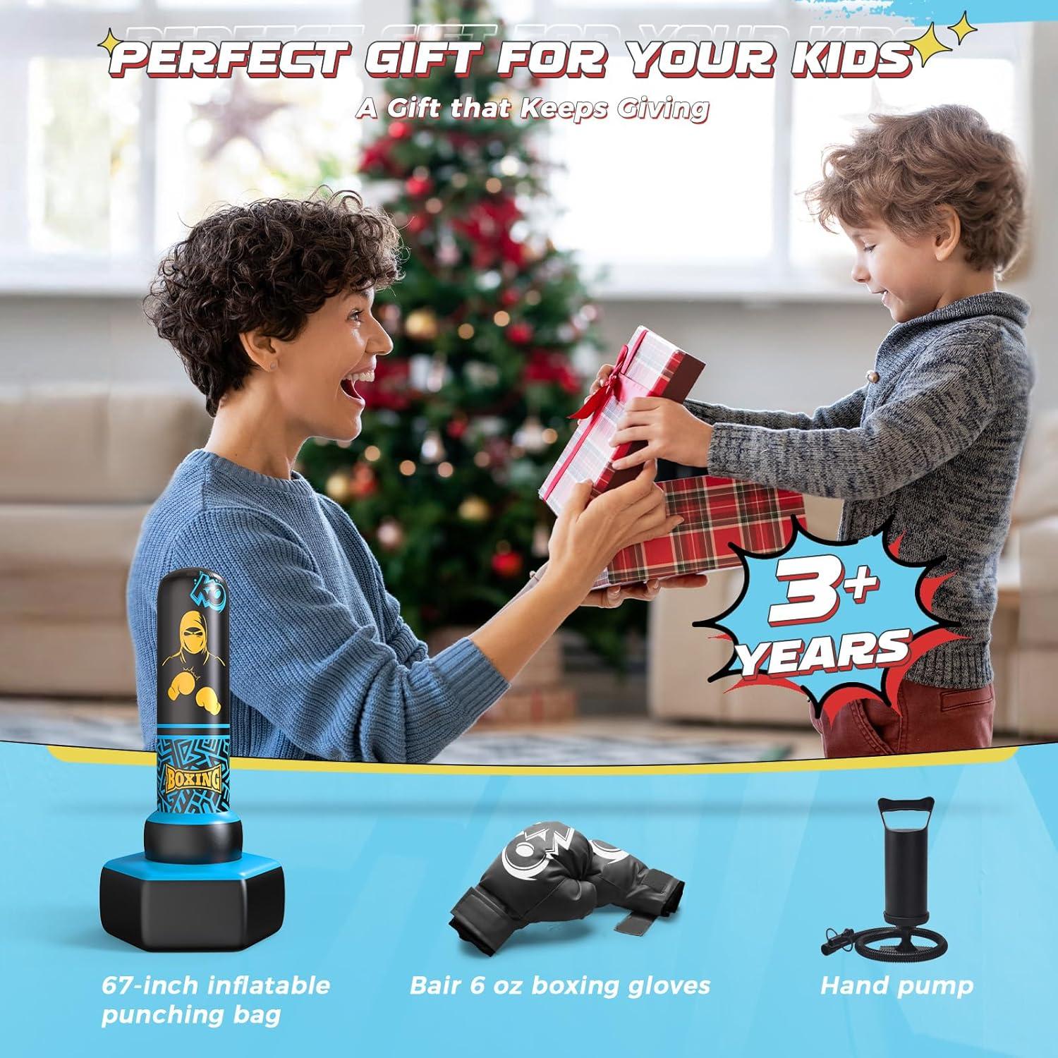 Bolsa de Boxeo Inflable ODOSOLA 170 cm para Niños 3-12 Años