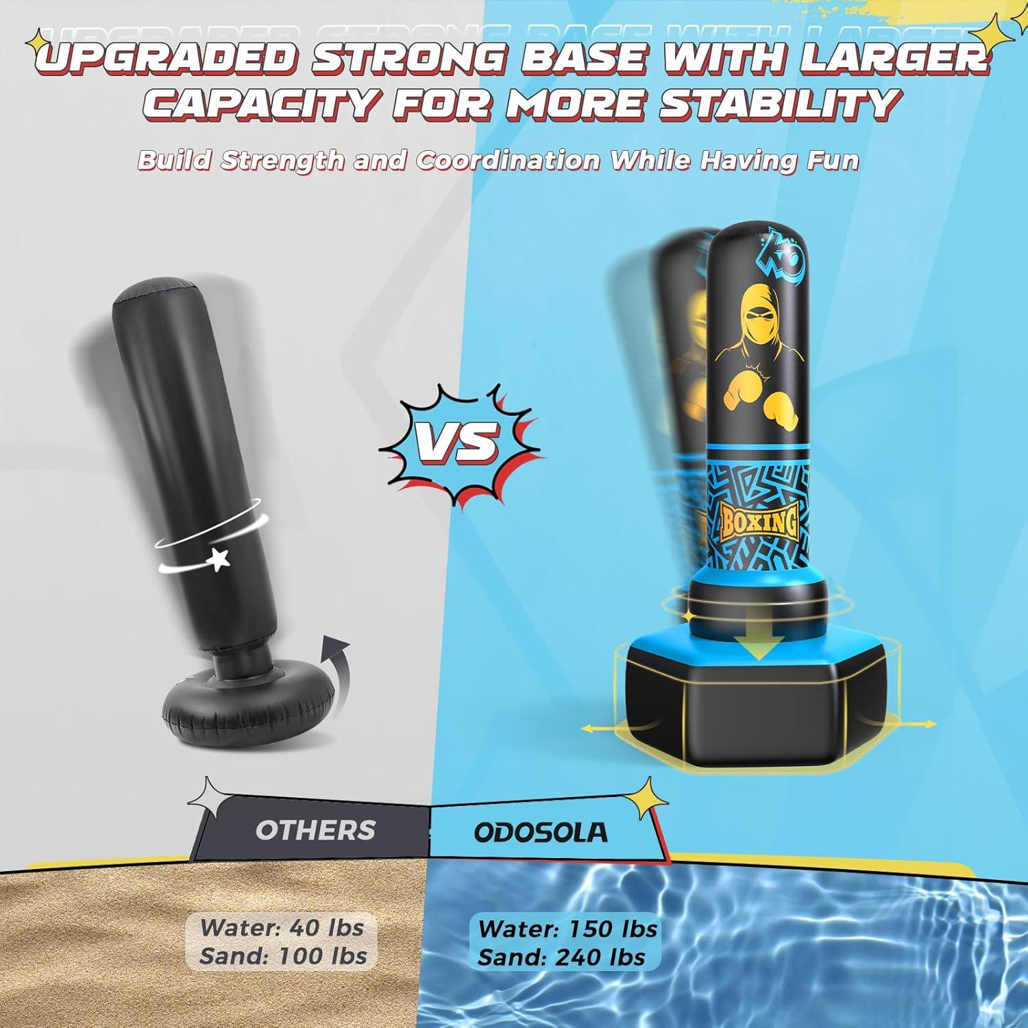 Bolsa de Boxeo Inflable ODOSOLA 170 cm para Niños 3-12 Años