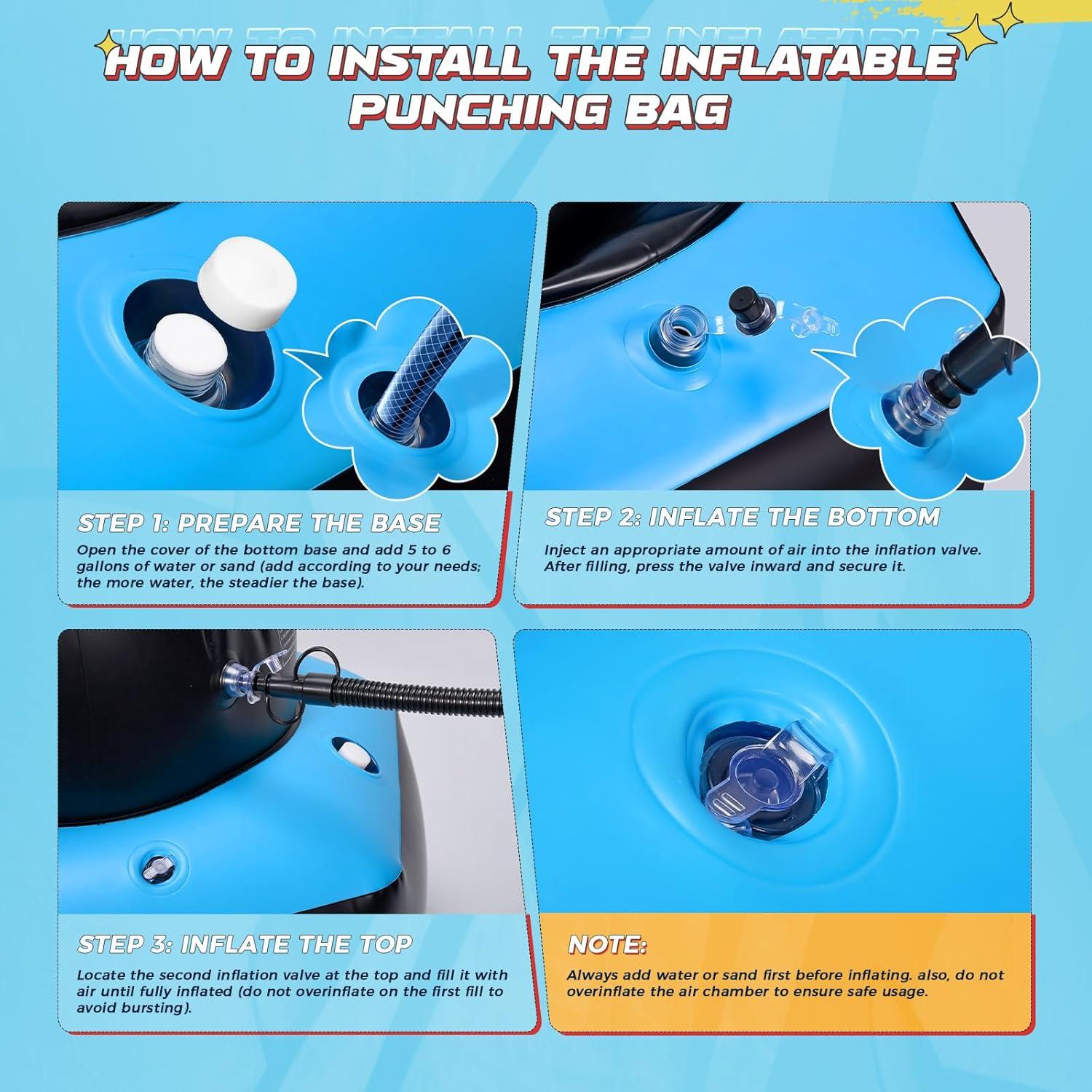 Bolsa de Boxeo Inflable ODOSOLA 170 cm para Niños 3-12 Años