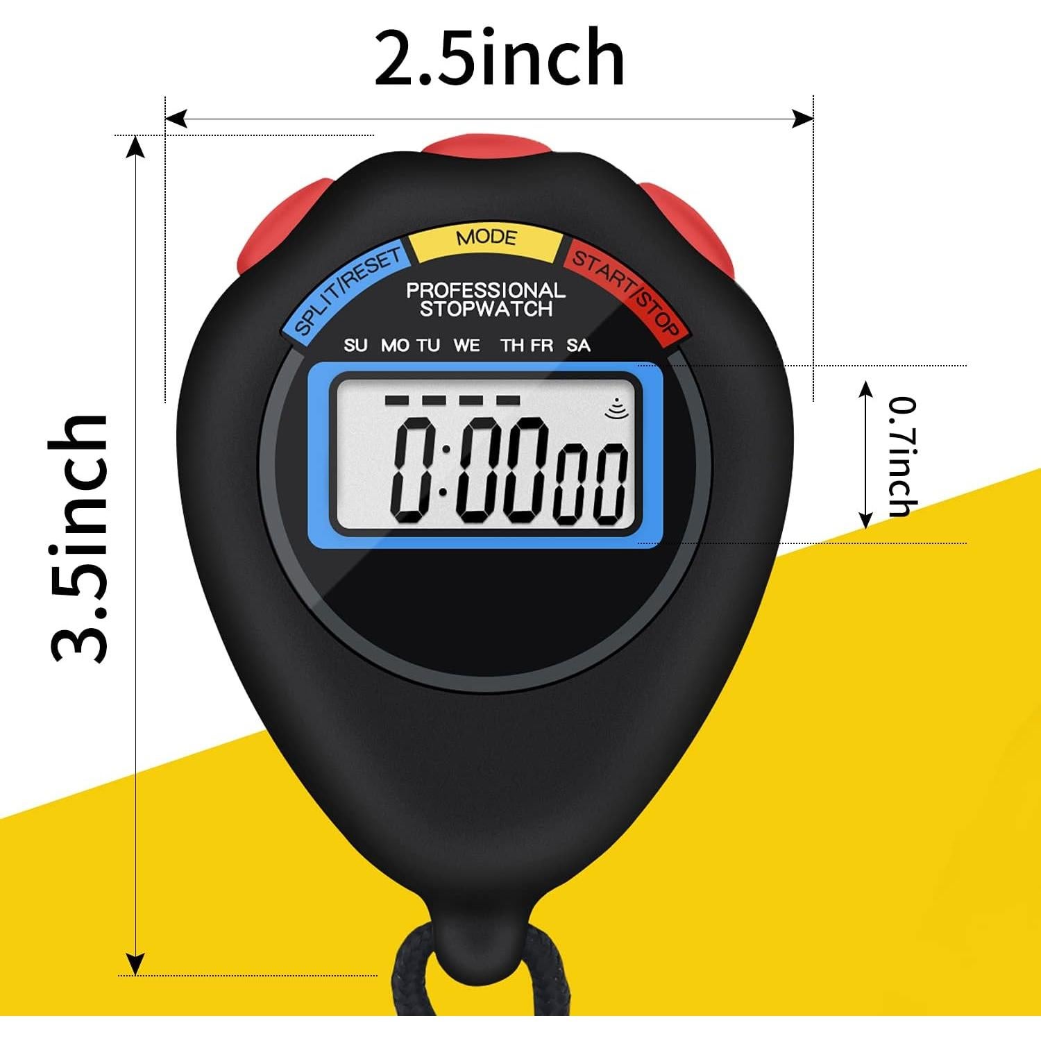 Cronómetros Electrónicos Digitales Pgzsy - Paquete de 6, Negro
