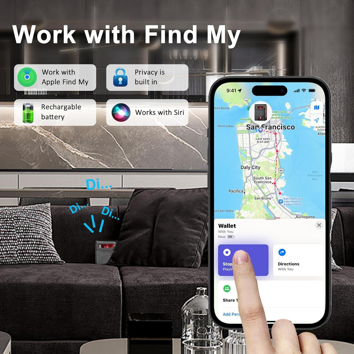 Cartera Inteligente SMART LB con Rastreador Bluetooth Negro