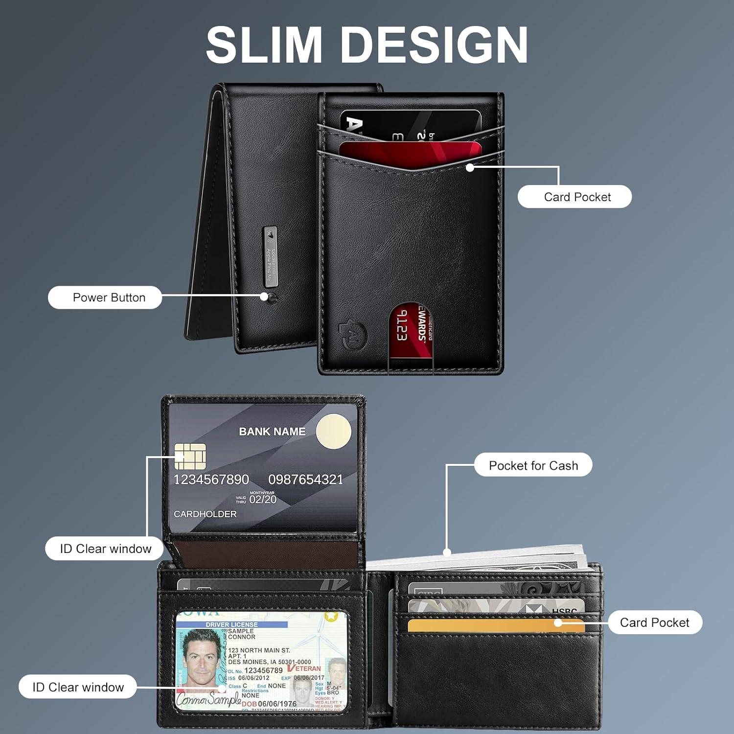 Cartera Inteligente SMART LB con Rastreador Bluetooth Negro