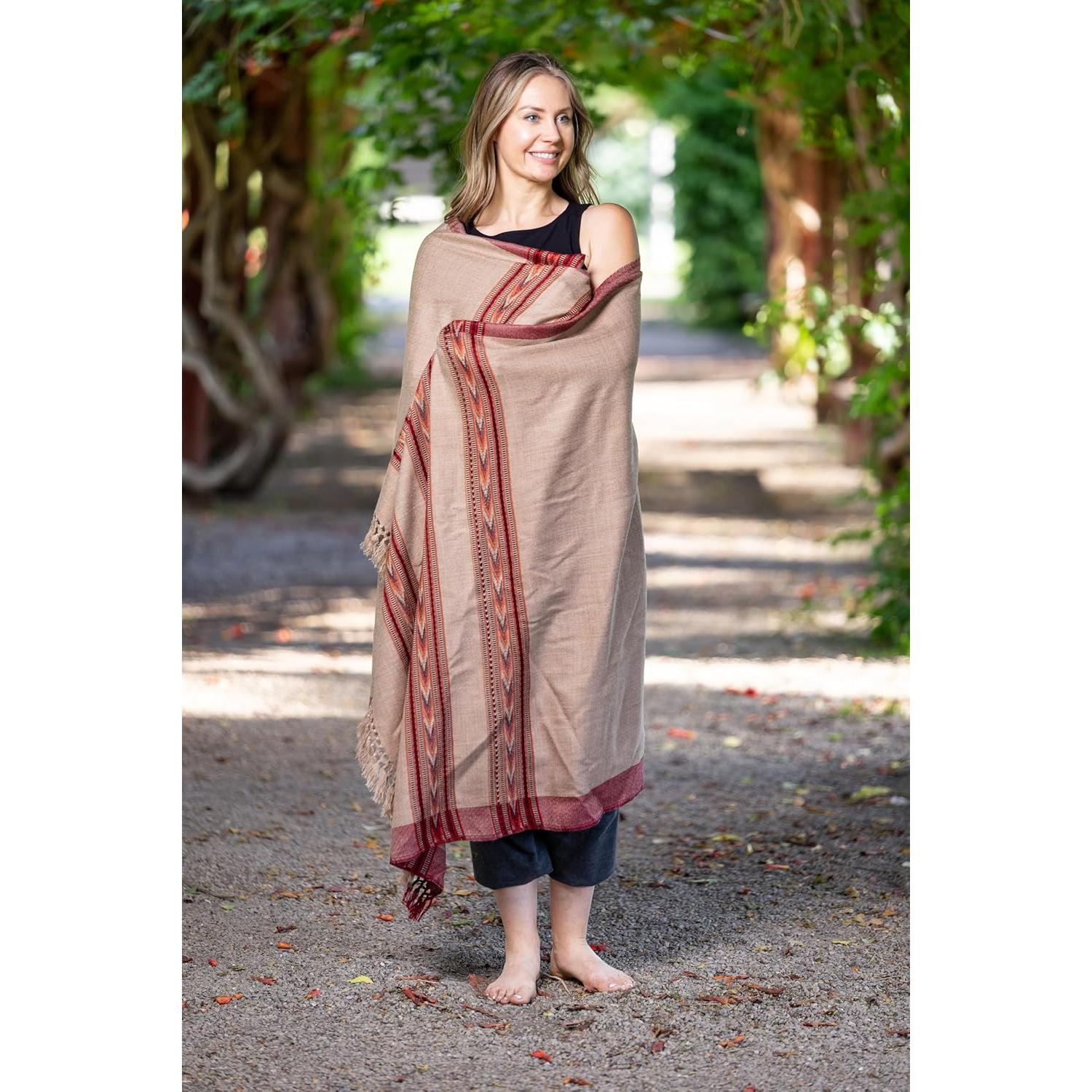 Chal de Meditación Om Shanti Crafts - Lana Vegana 228.6x106.7cm