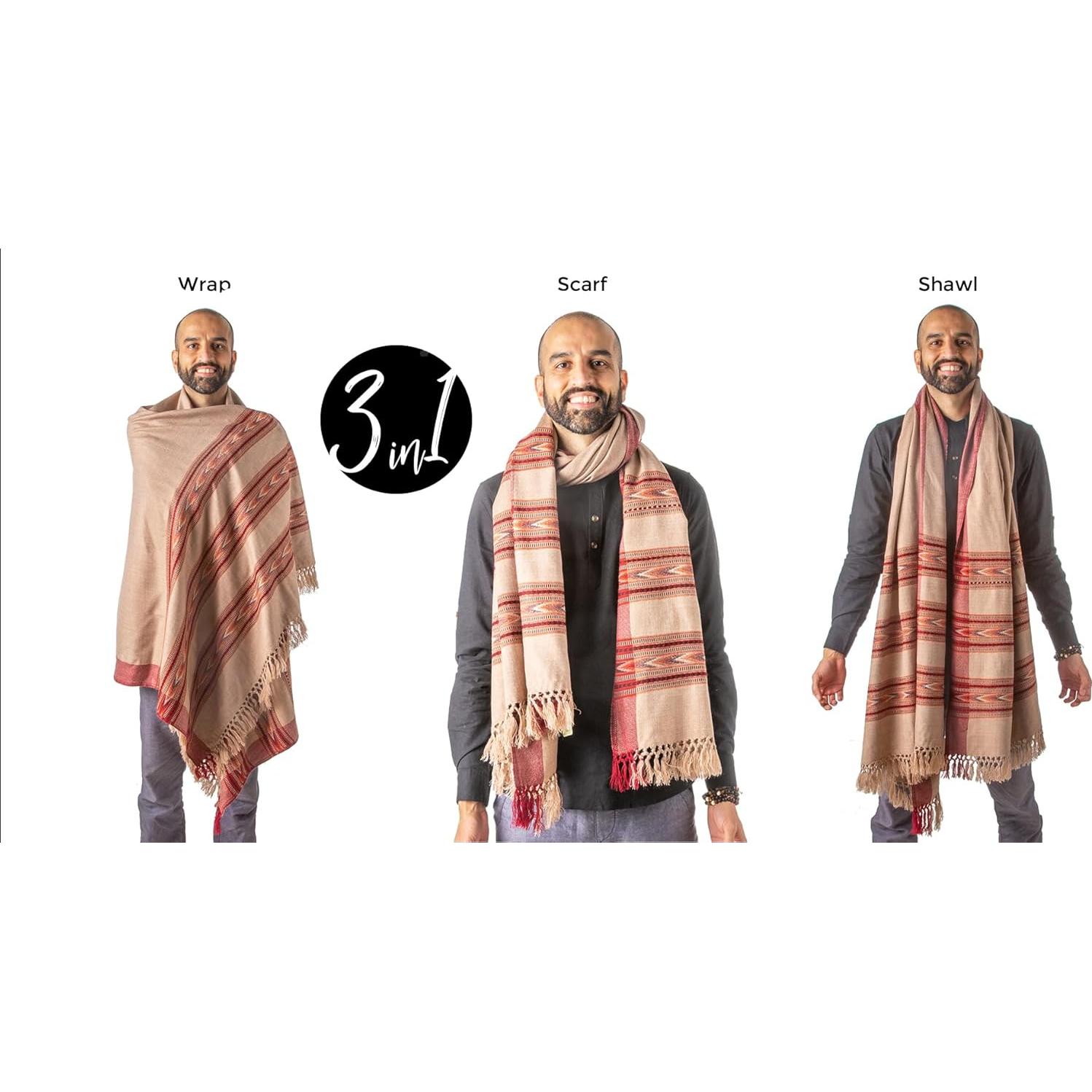 Chal de Meditación Om Shanti Crafts - Lana Vegana 228.6x106.7cm