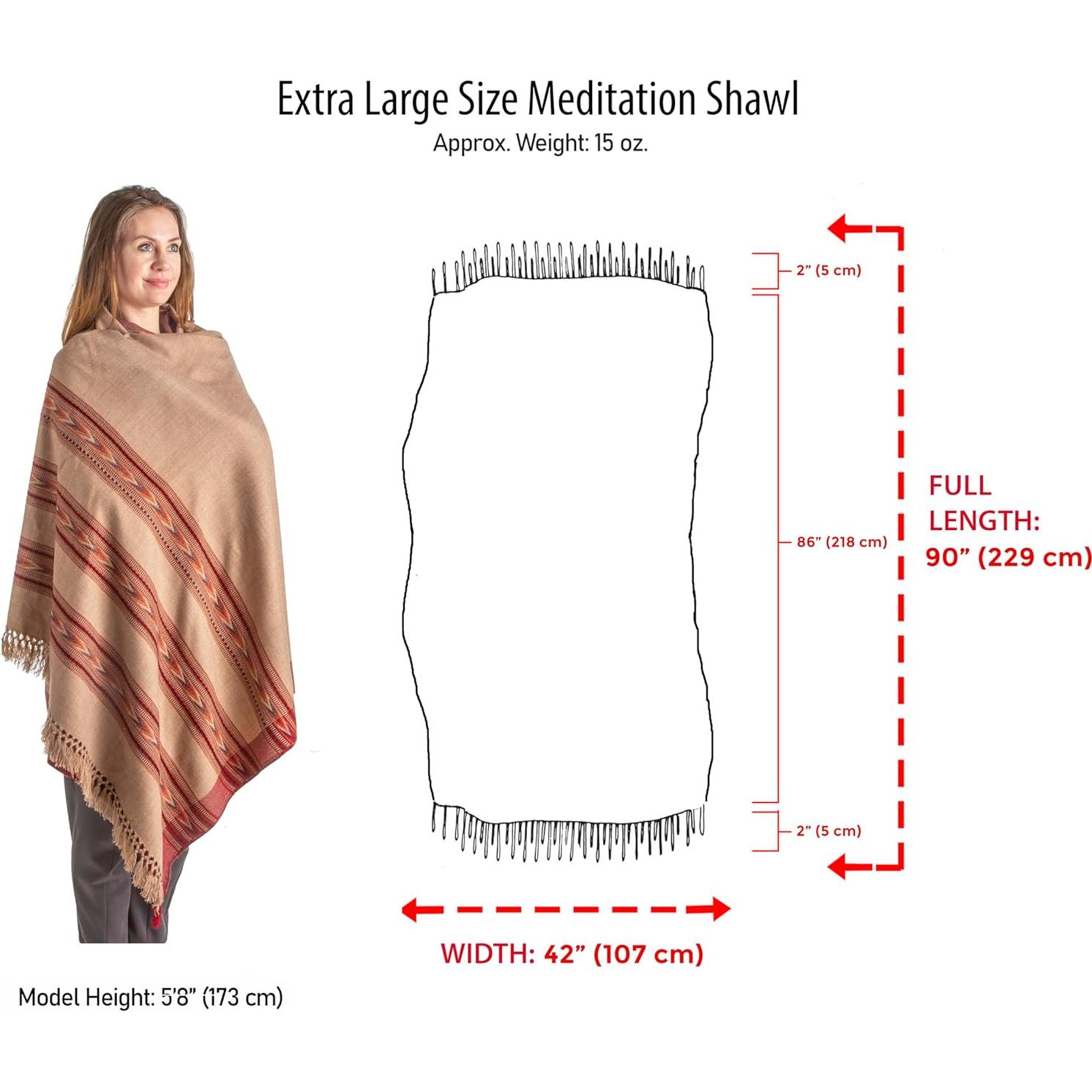 Chal de Meditación Om Shanti Crafts - Lana Vegana 228.6x106.7cm