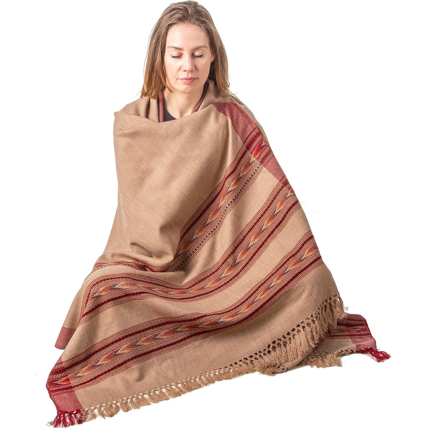 Chal de Meditación Om Shanti Crafts - Lana Vegana 228.6x106.7cm