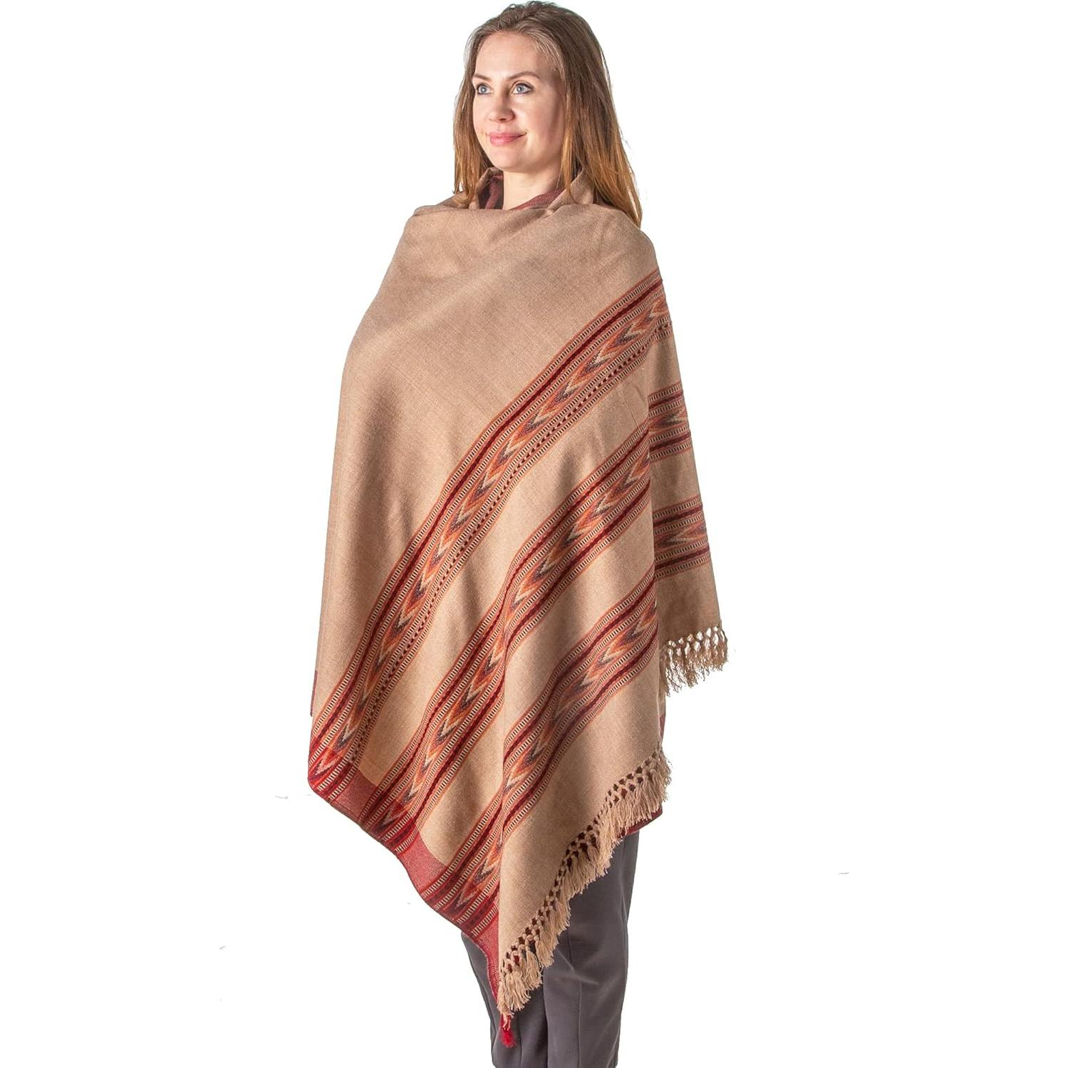 Chal de Meditación Om Shanti Crafts - Lana Vegana 228.6x106.7cm