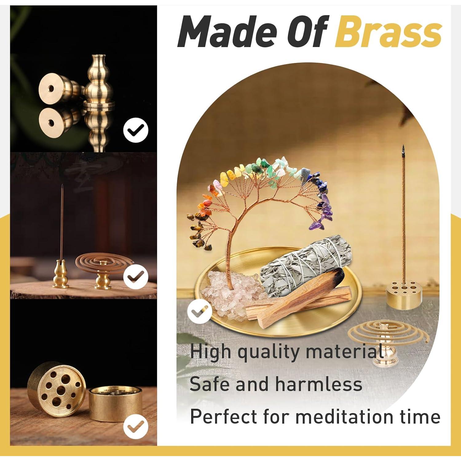 Soporte de Incienso 6 en 1 Iffitya - Latón 14 cm para Chakra