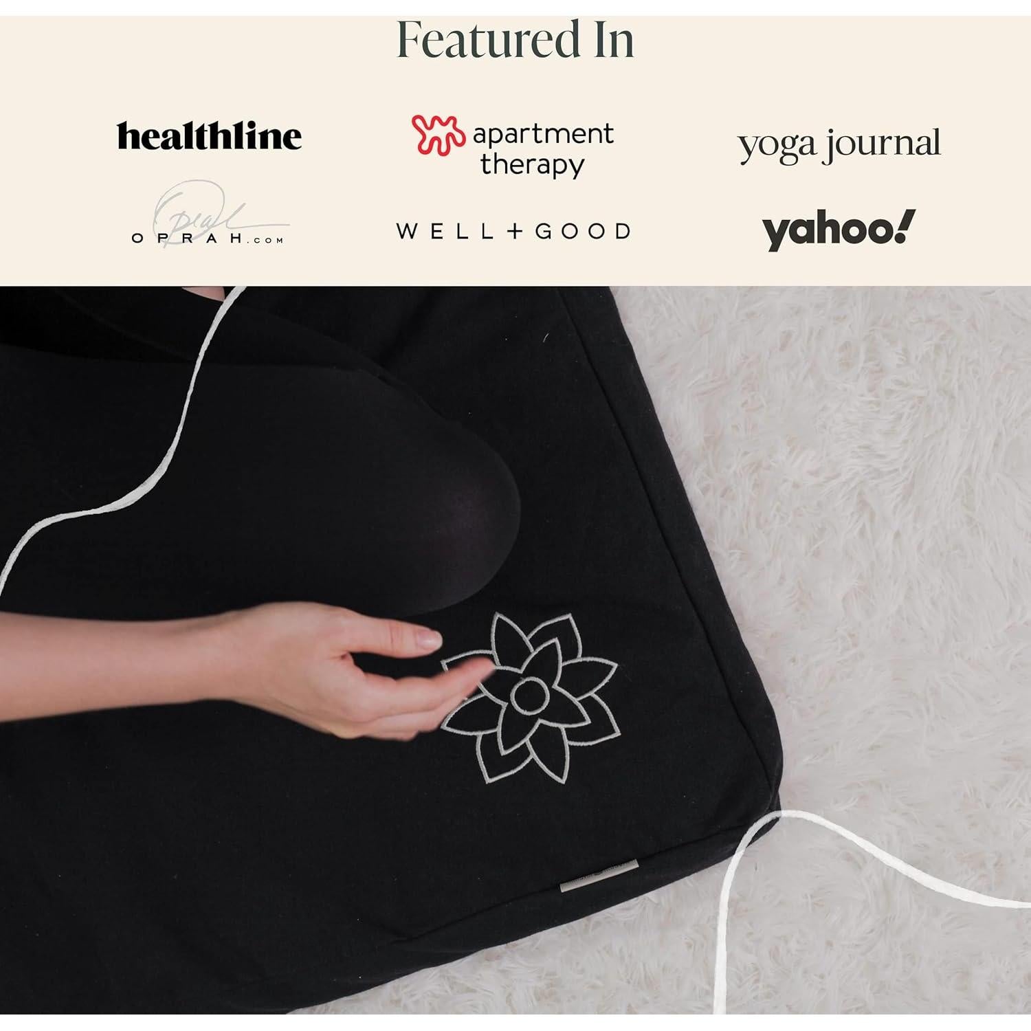 Alfombra de Meditación Zabuton Mindful Modern - Algodón Negro 71x91 cm