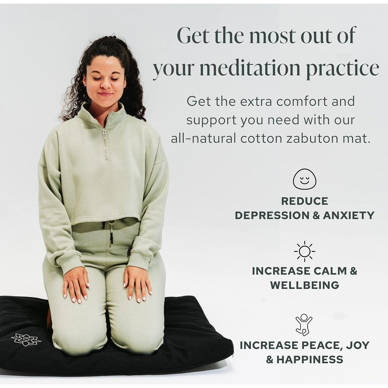 Alfombra de Meditación Zabuton Mindful Modern - Algodón Negro 71x91 cm