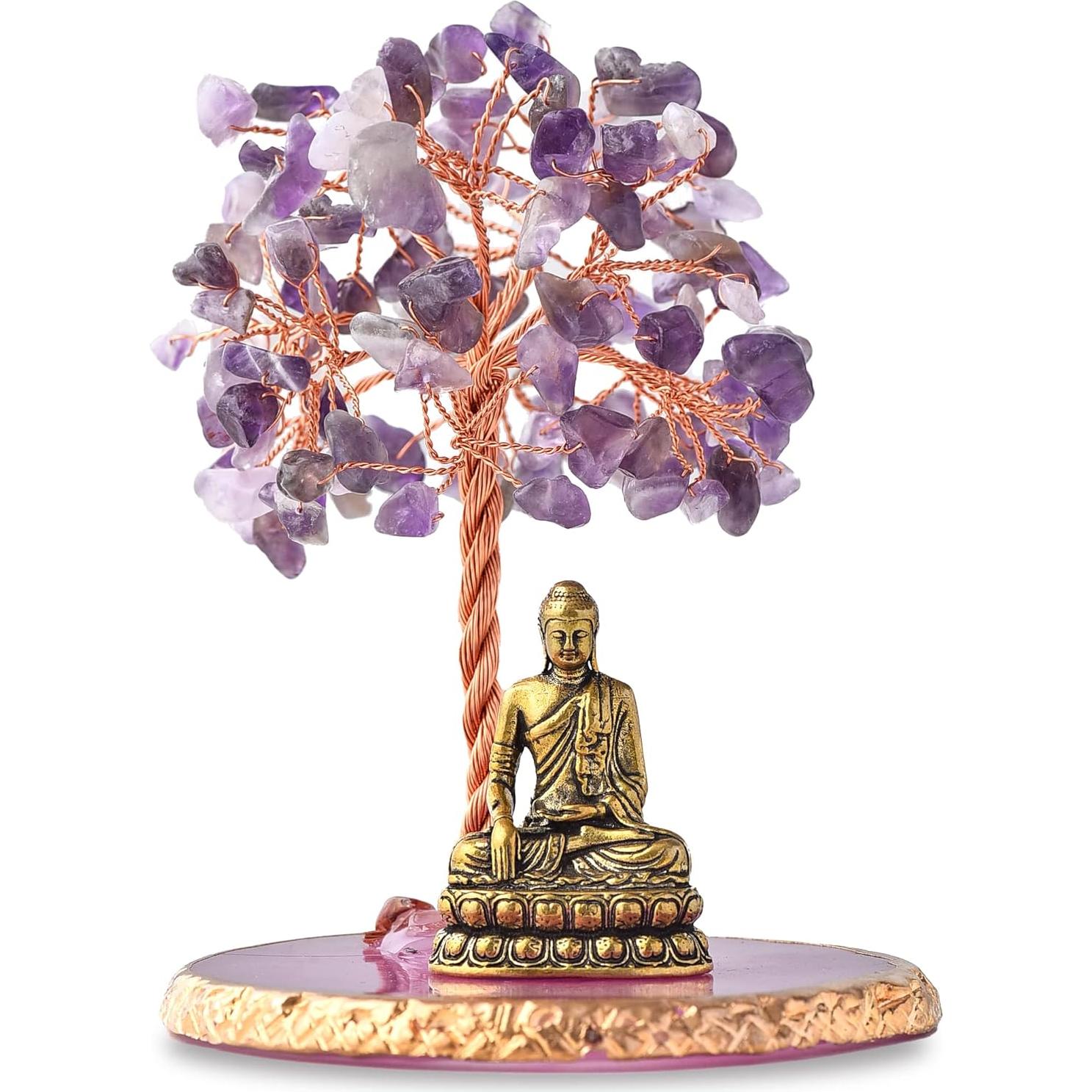 Estatua de Buda con Árbol de Cristales Sanadores 10cm