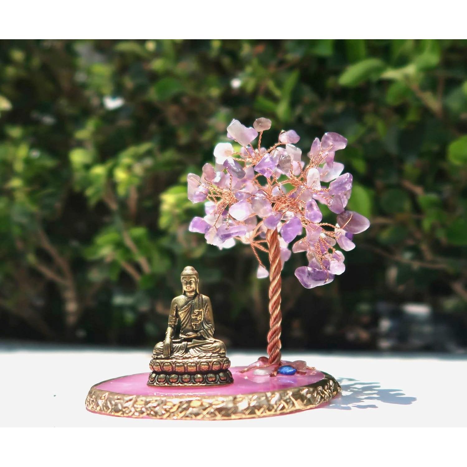 Estatua de Buda con Árbol de Cristales Sanadores 10cm