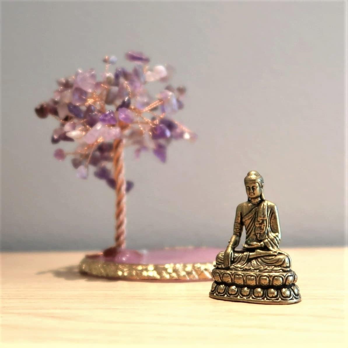 Estatua de Buda con Árbol de Cristales Sanadores 10cm