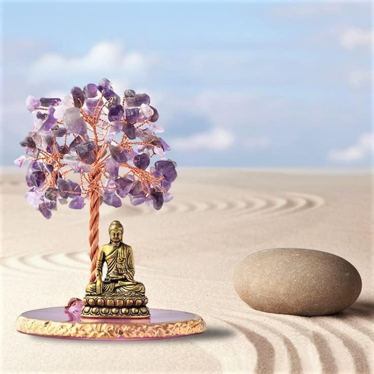 Estatua de Buda con Árbol de Cristales Sanadores 10cm