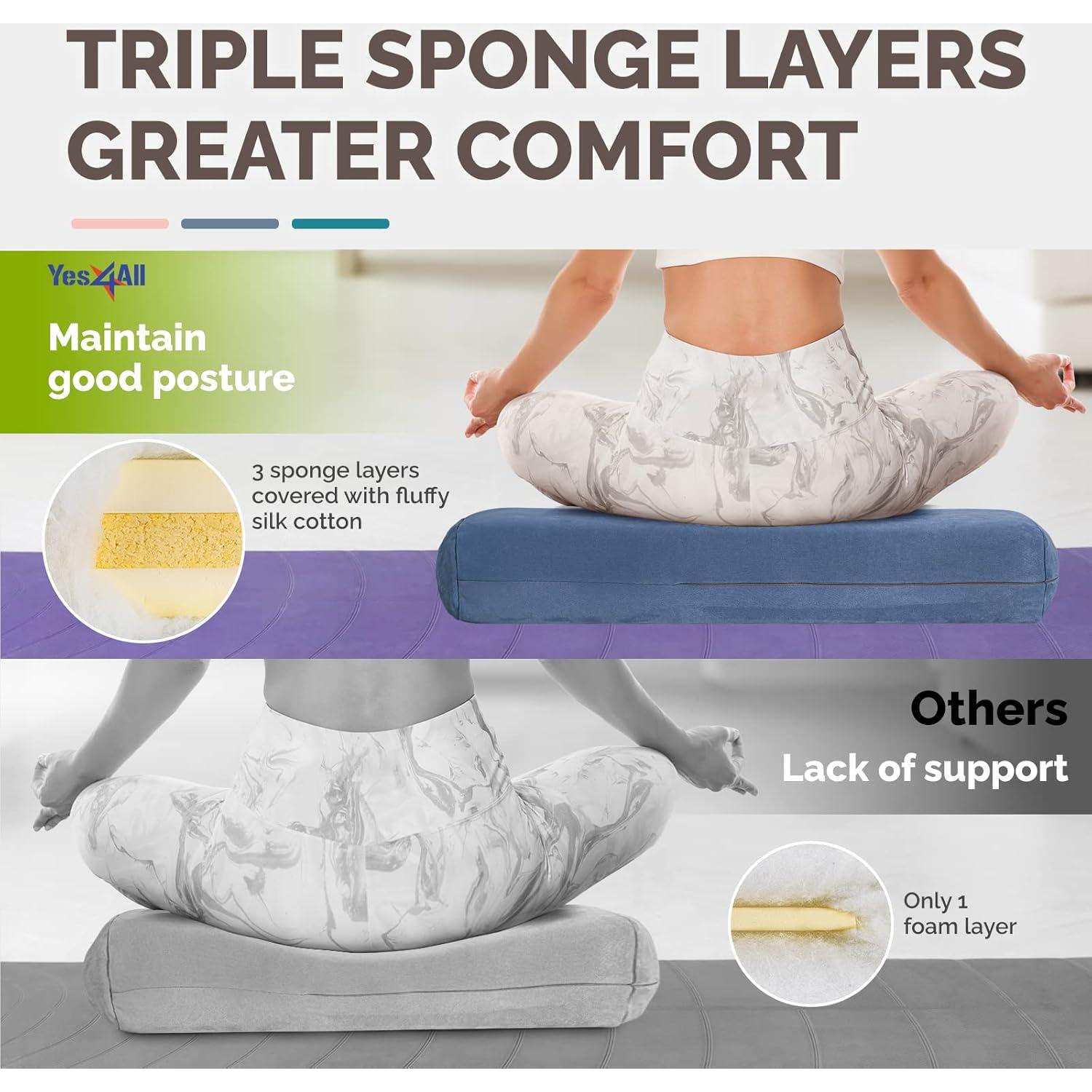 Cojín de Yoga Yes4All HSYH Azul Triple Capa 1.36 kg