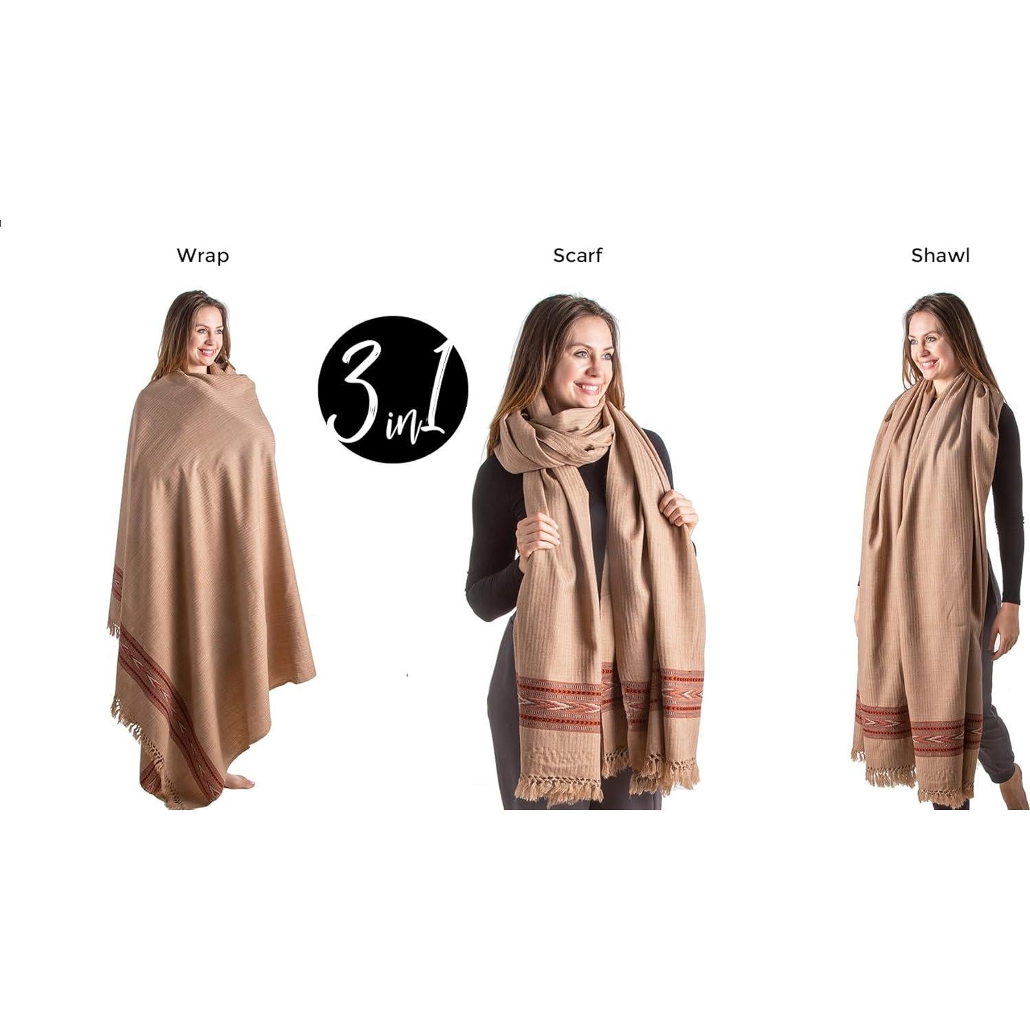 Chal de Meditación Om Shanti Crafts - Lana Vegana 274x132 cm