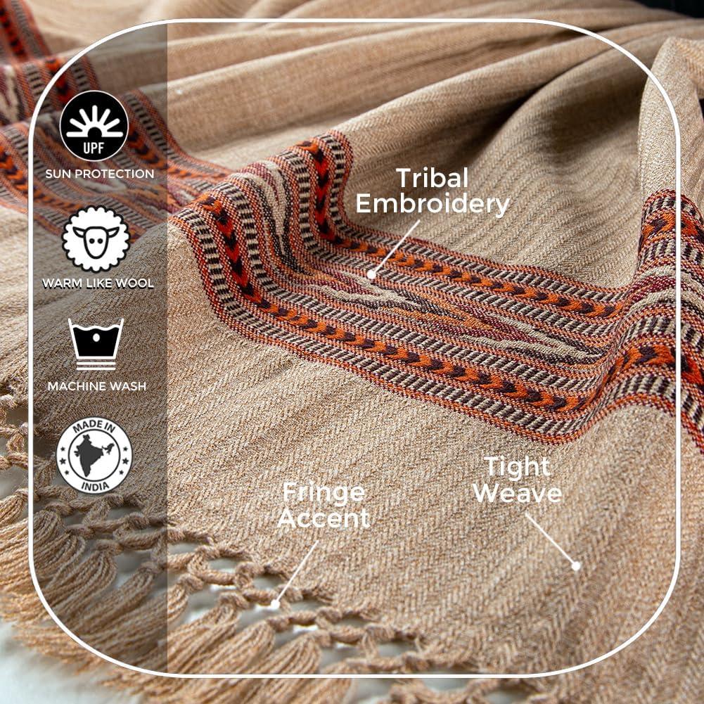 Chal de Meditación Om Shanti Crafts - Lana Vegana 274x132 cm