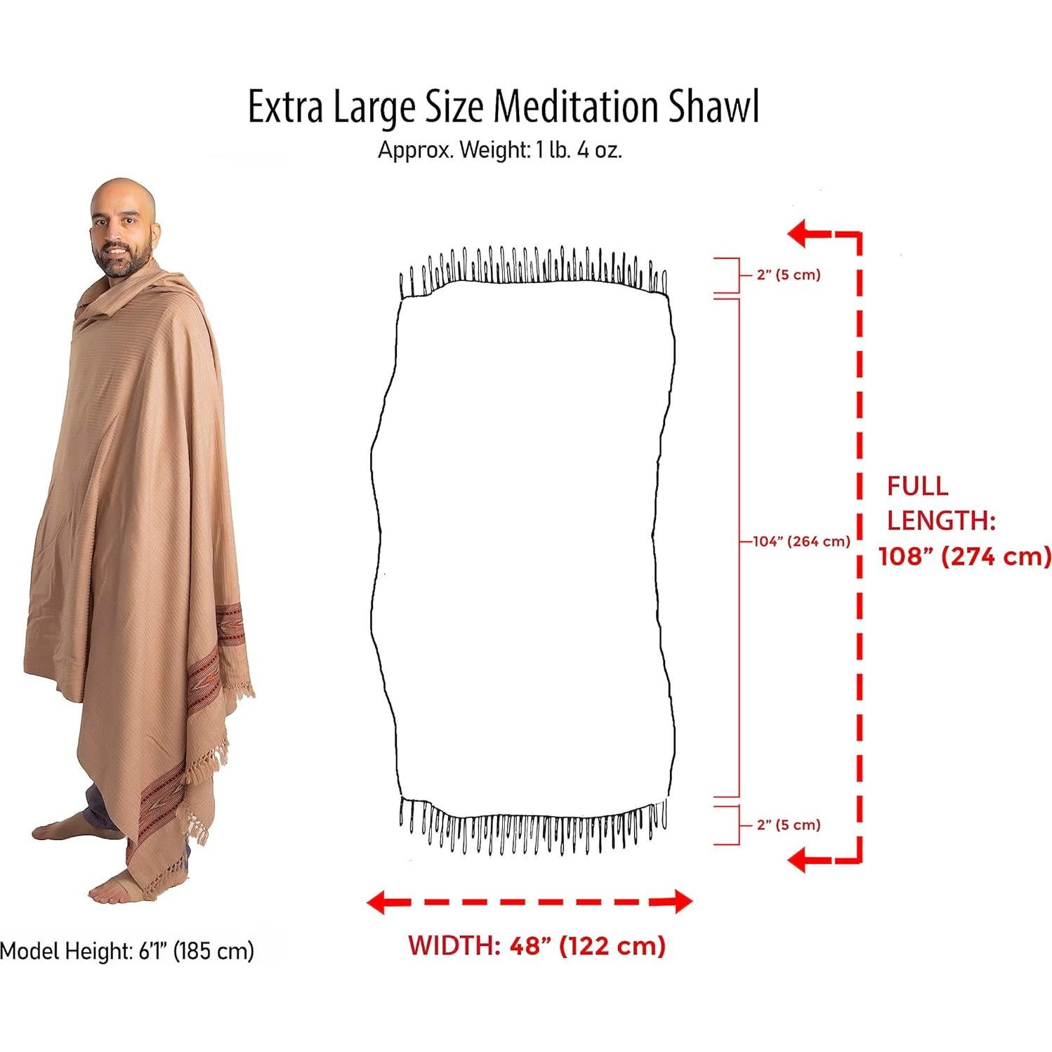 Chal de Meditación Om Shanti Crafts - Lana Vegana 274x132 cm