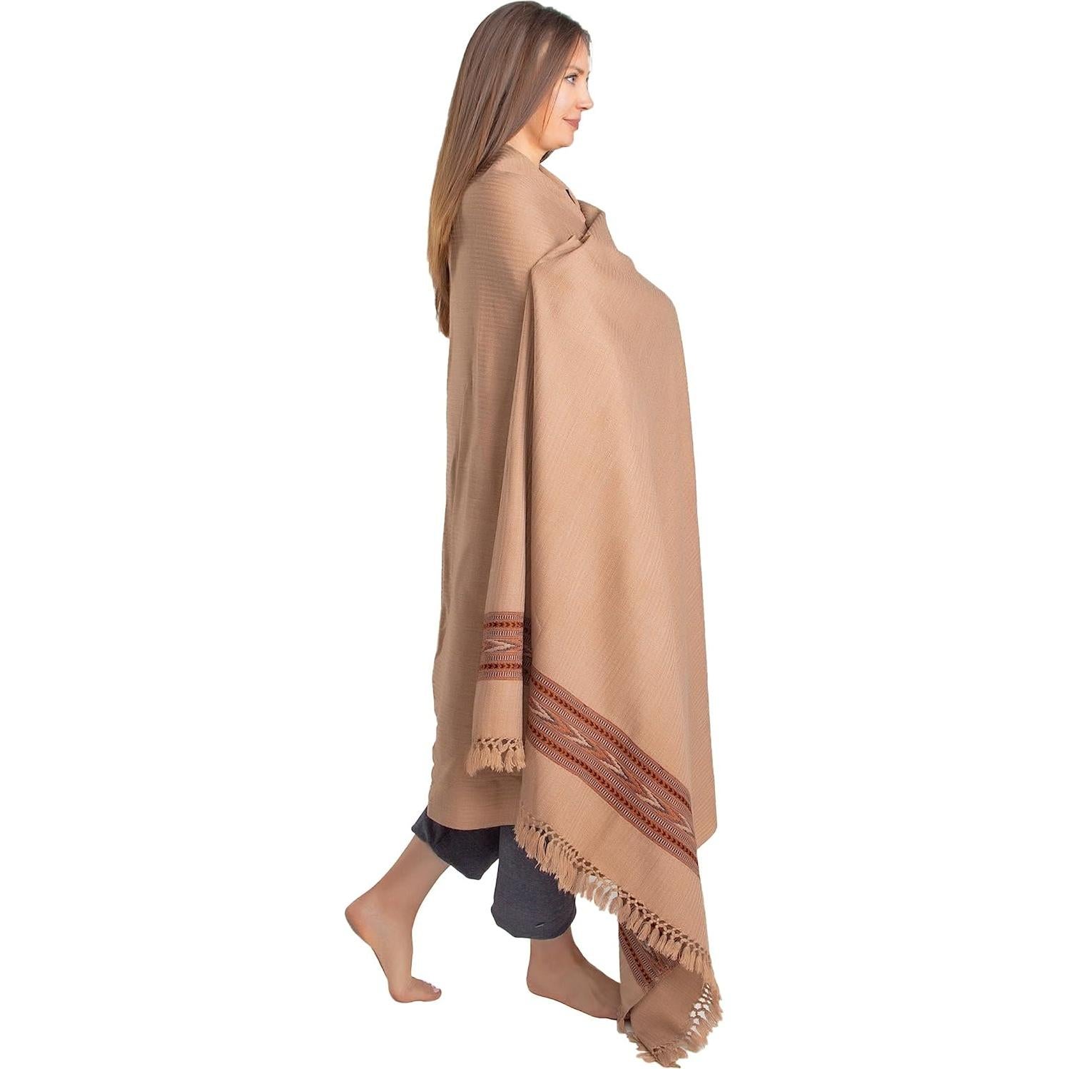 Chal de Meditación Om Shanti Crafts - Lana Vegana 274x132 cm