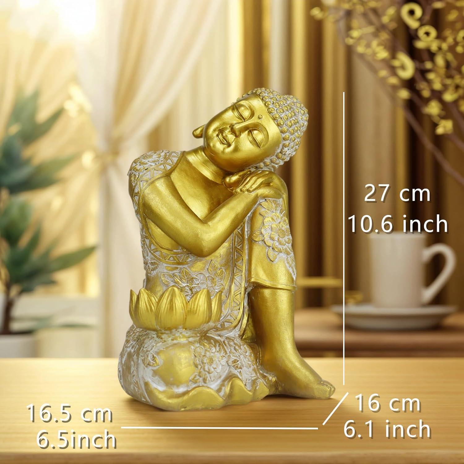 Portavelas Buda de Resina Dorada Grande 27 cm - Tolatr