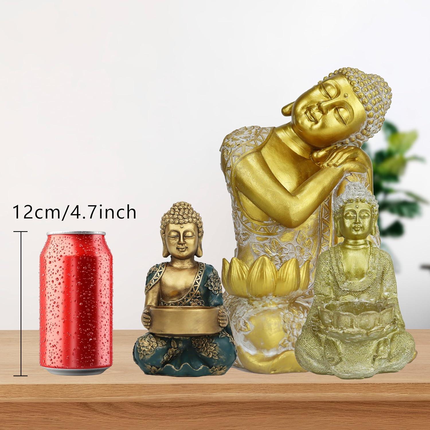 Portavelas Buda de Resina Dorada Grande 27 cm - Tolatr