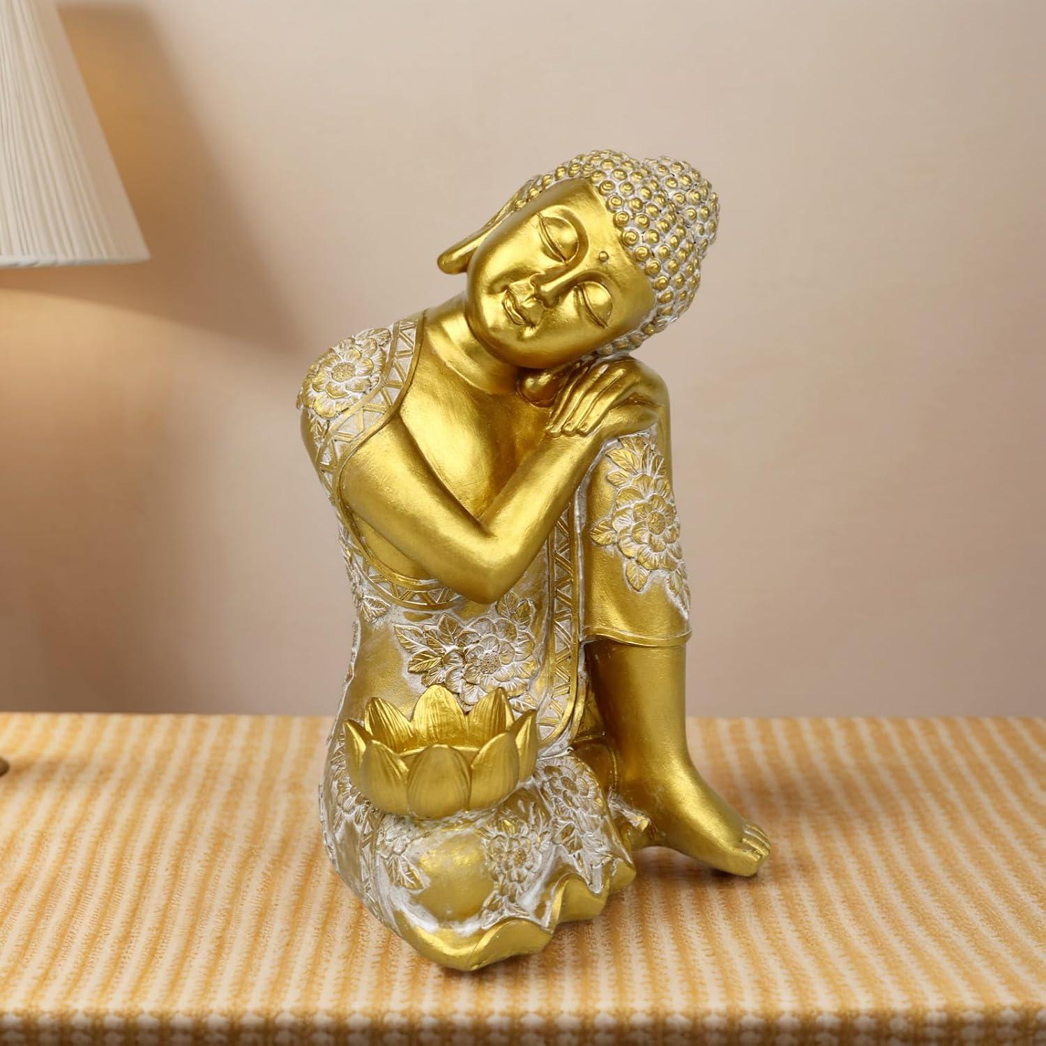 Portavelas Buda de Resina Dorada Grande 27 cm - Tolatr