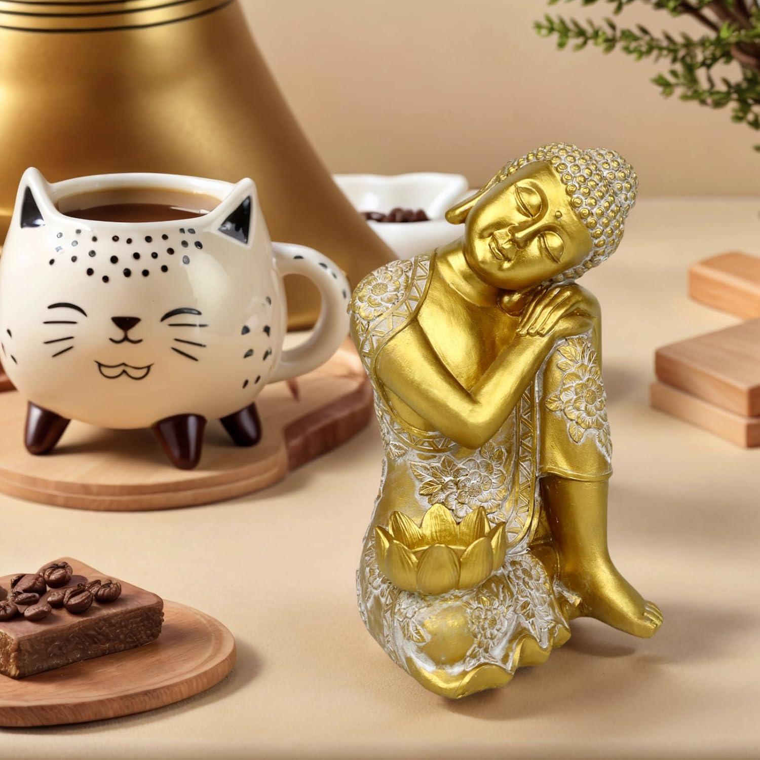 Portavelas Buda de Resina Dorada Grande 27 cm - Tolatr