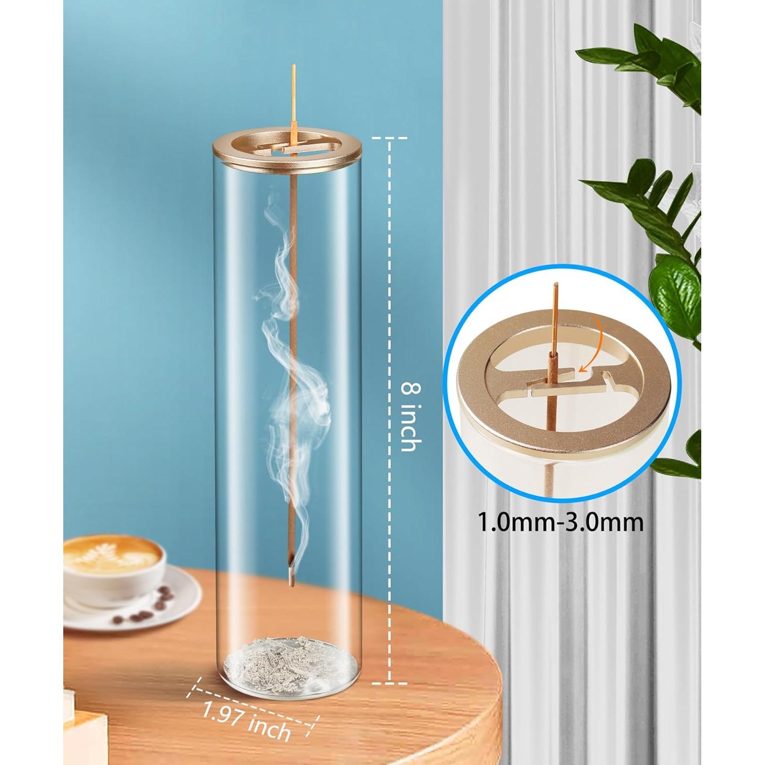 Soporte de Incienso Eavida Oro Champán con Recipiente de Vidrio