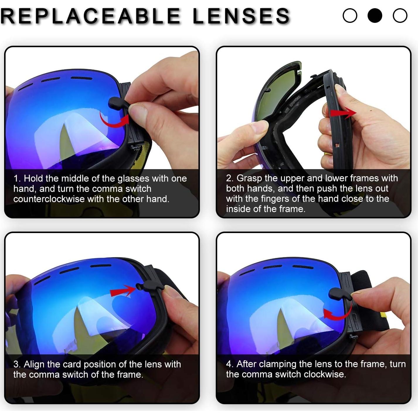 Gafas de Esquí SPOSUNE UV400 Antivaho para Hombres y Mujeres