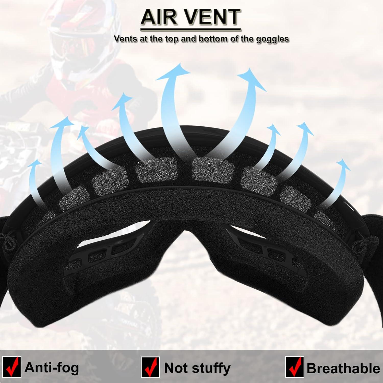 Gafas de Motocross para Niños YIMOPART Ajustables Negras