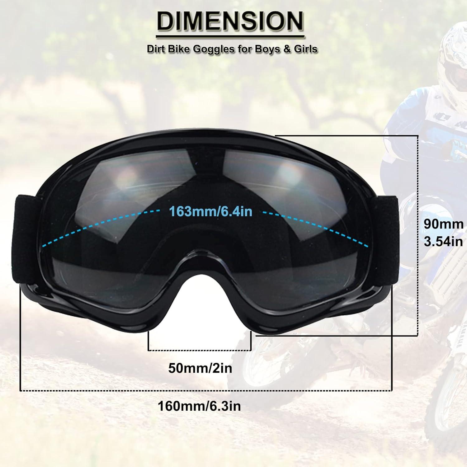 Gafas de Motocross para Niños YIMOPART Ajustables Negras