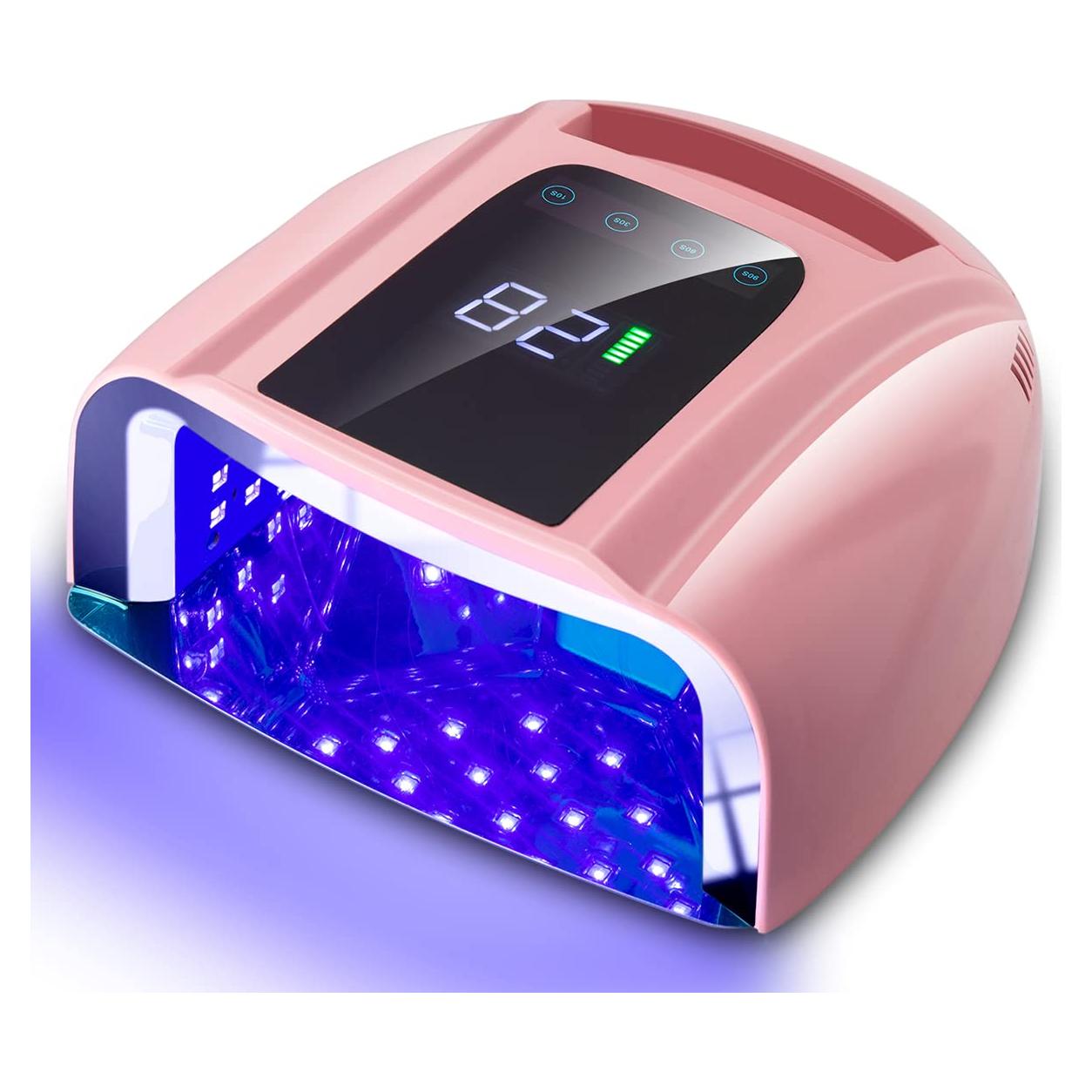 Lámpara de Uñas LED UV QiFeikeji 96W Inalámbrica Rosa