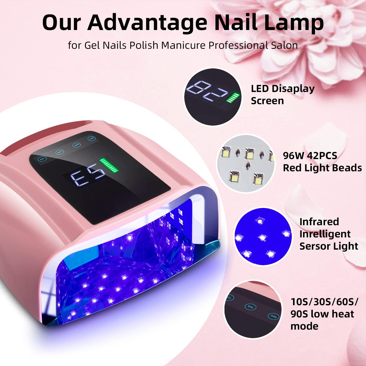 Lámpara de Uñas LED UV QiFeikeji 96W Inalámbrica Rosa