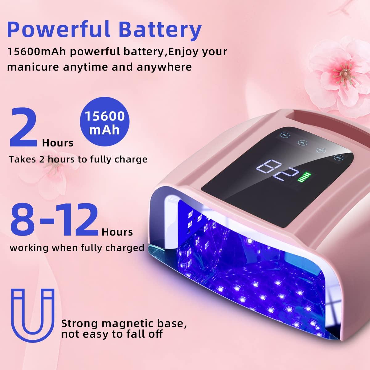 Lámpara de Uñas LED UV QiFeikeji 96W Inalámbrica Rosa