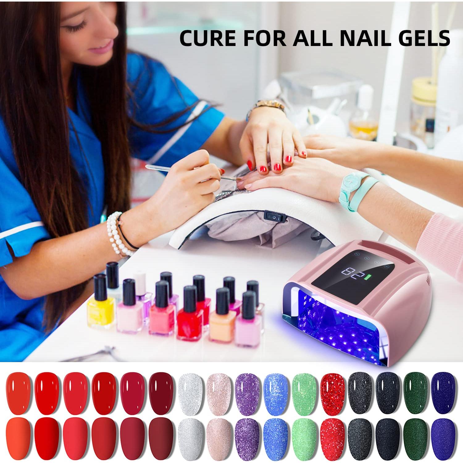 Lámpara de Uñas LED UV QiFeikeji 96W Inalámbrica Rosa