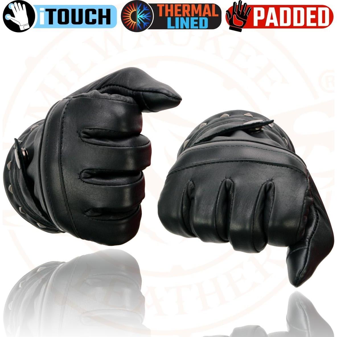 Guantes de motocicleta de cuero Milwaukee Leather MG7755 i-Touch