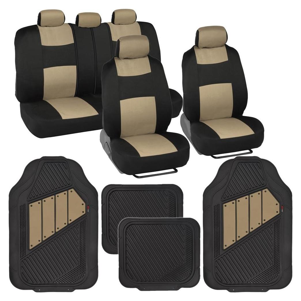 Cubiertas de Asiento de Coche BDK PoliCloth Negro y Beige