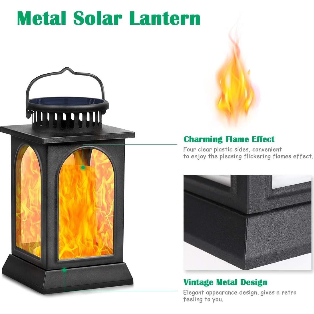 Linternas Solares TomCare con Efecto Llama 2 Unidades Negro