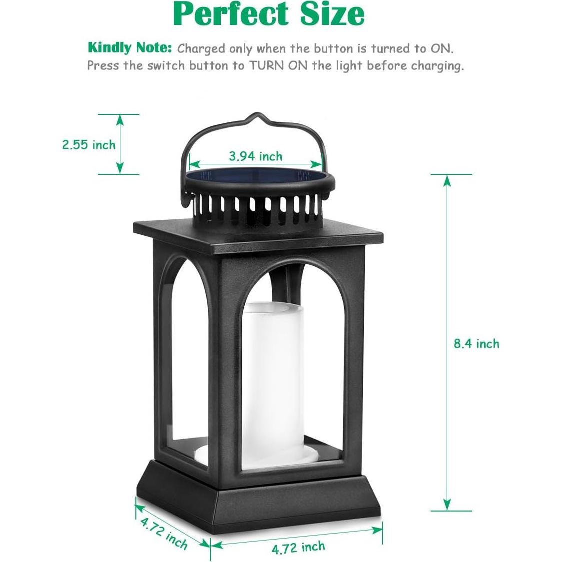 Linternas Solares TomCare con Efecto Llama 2 Unidades Negro