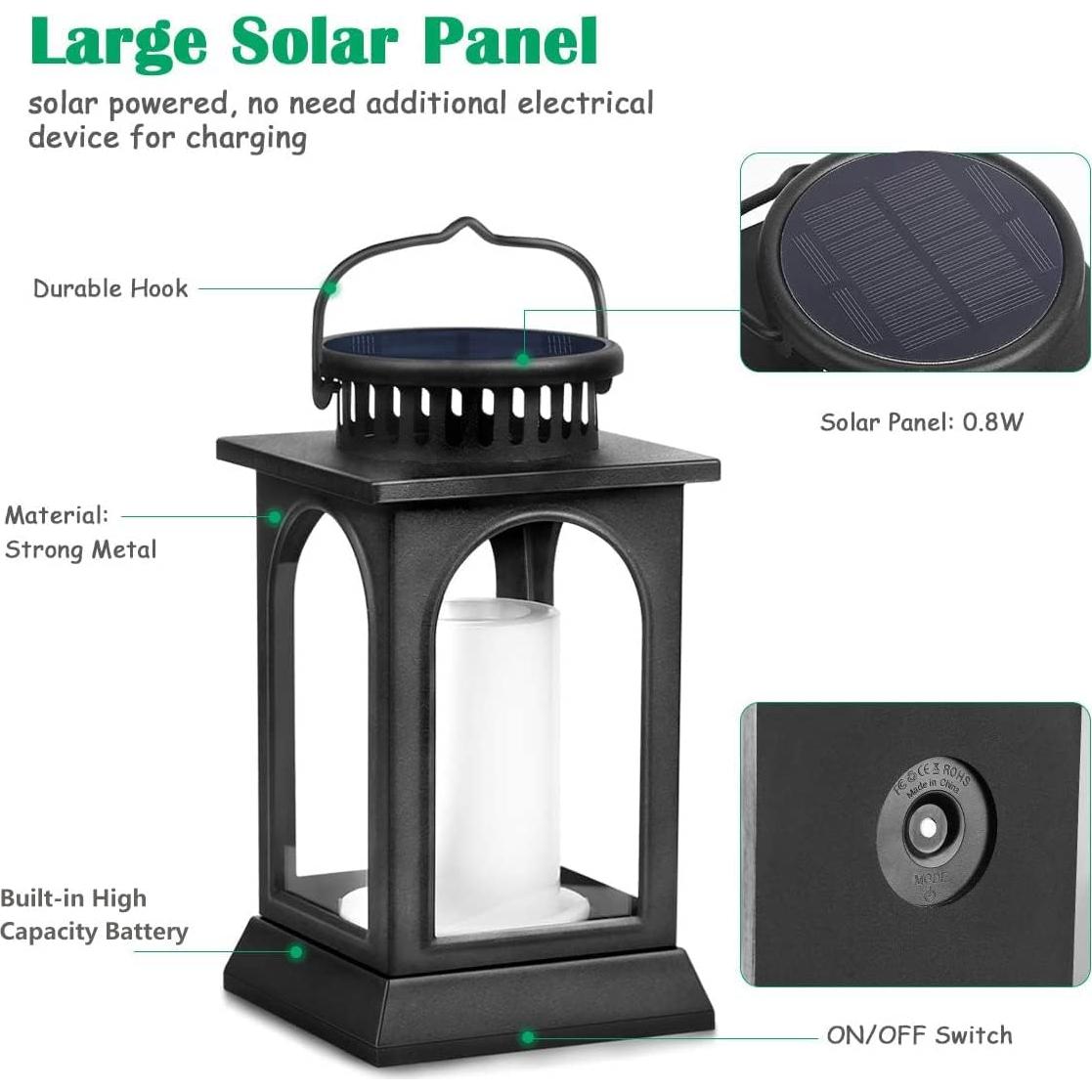 Linternas Solares TomCare con Efecto Llama 2 Unidades Negro