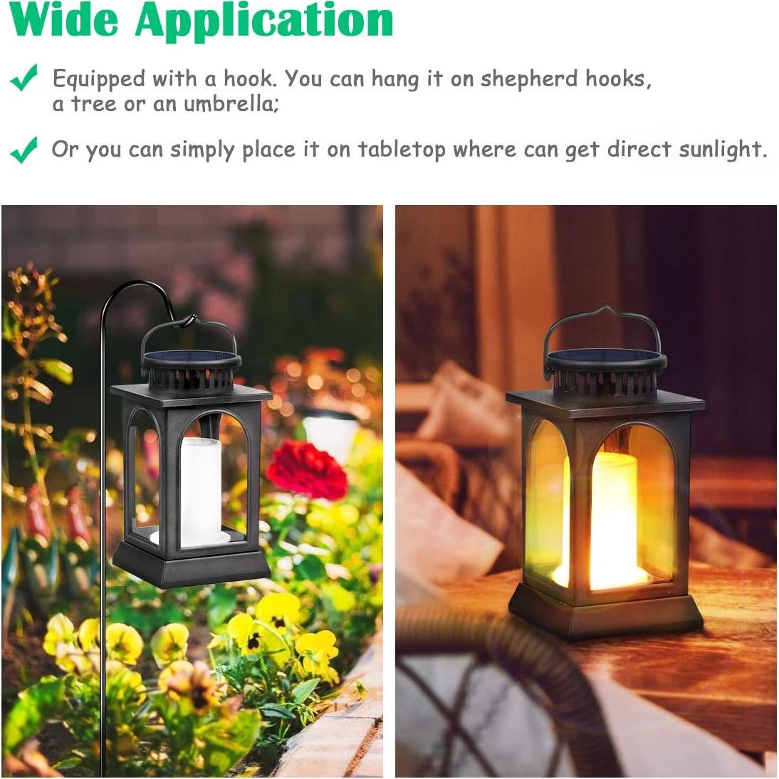 Linternas Solares TomCare con Efecto Llama 2 Unidades Negro