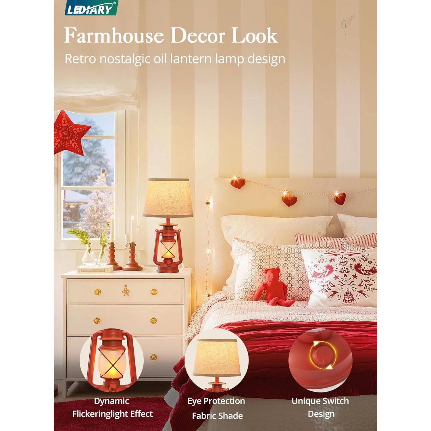 Lámparas de Mesa LEDIARY Rojas 2 Piezas 24.77cm Decorativas