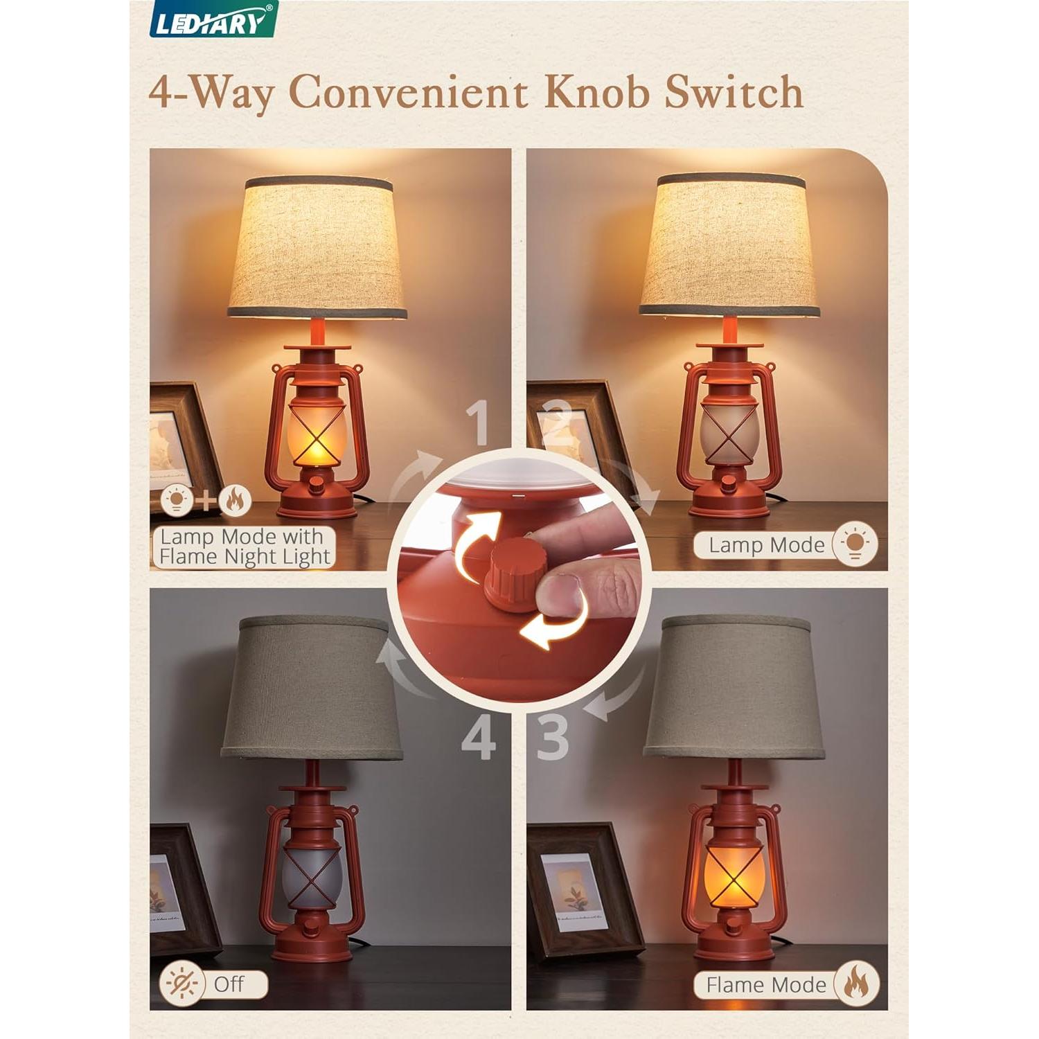 Lámparas de Mesa LEDIARY Rojas 2 Piezas 24.77cm Decorativas