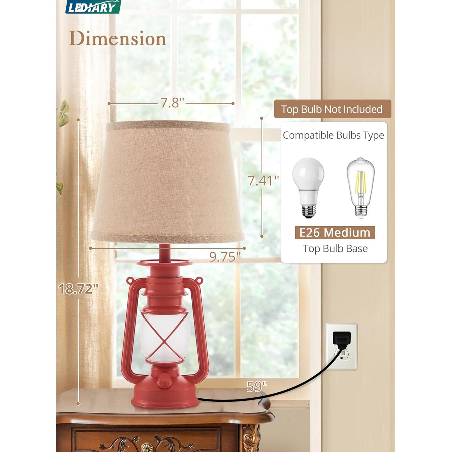 Lámparas de Mesa LEDIARY Rojas 2 Piezas 24.77cm Decorativas