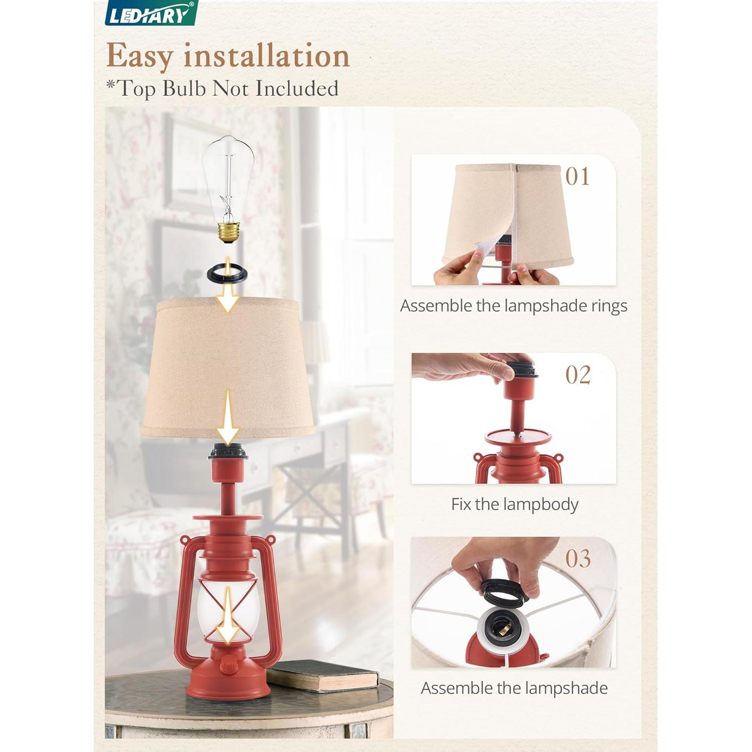 Lámparas de Mesa LEDIARY Rojas 2 Piezas 24.77cm Decorativas