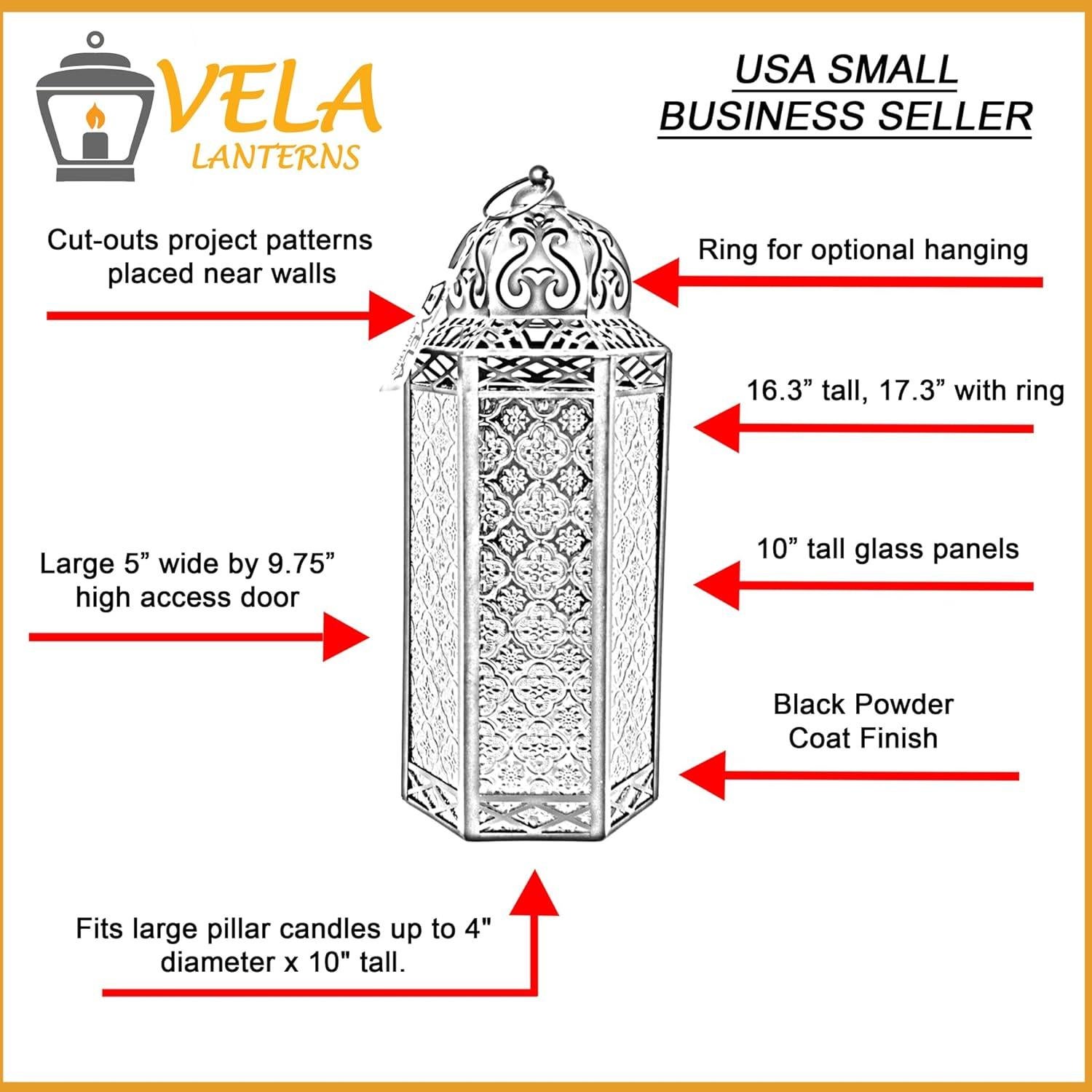 Soporte de Vela Decorativo Vela Lanternas 41.4 cm Ámbar Metal