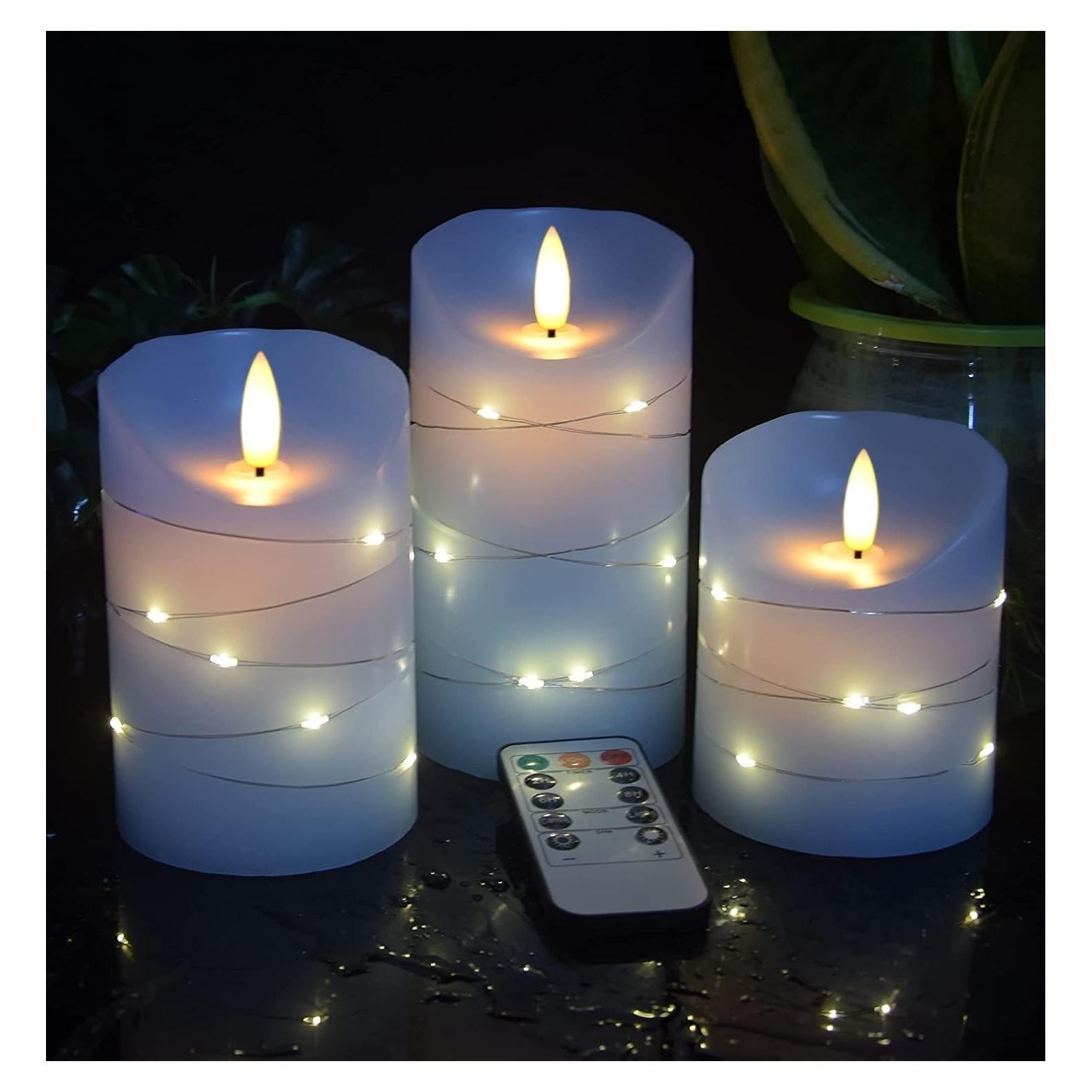 Set de 3 Velas LED Danip Azul Cielo con Control Remoto